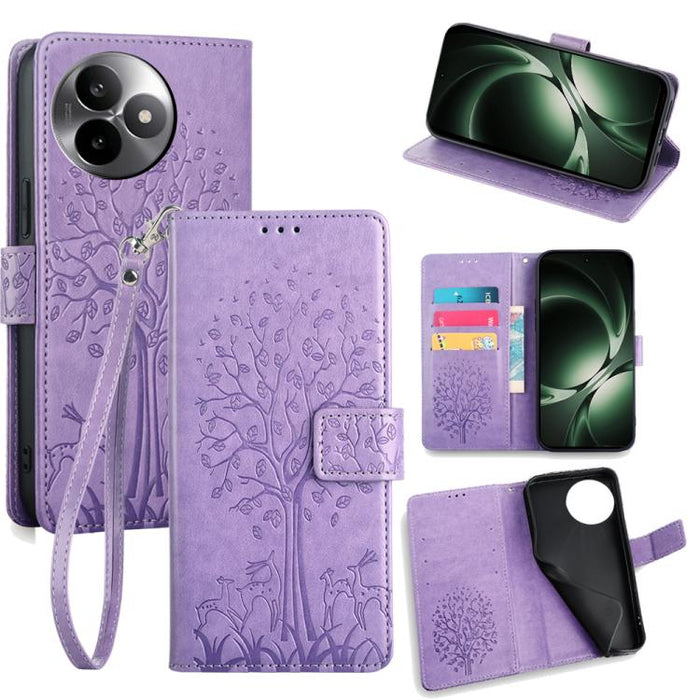 Funda de teléfono de cuero con relieve de árbol y ciervo, For Redmi A7 Pro 171mm / Poco C85x 5G, For Redmi Turbo 5 Max 5G / Poco X8 Pro Max 5G, For Redmi Turbo 5 5G / Poco X8 Pro 5G, For Redmi K90 Pro Max / Poco F8 Ultra, For Redmi Note 15 Pro 4G 163.3...