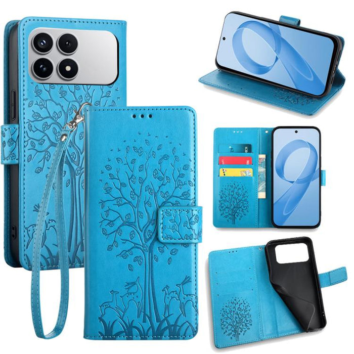 Funda de teléfono de cuero con relieve de árbol y ciervo, For Redmi A7 Pro 171mm / Poco C85x 5G, For Redmi Turbo 5 Max 5G / Poco X8 Pro Max 5G, For Redmi Turbo 5 5G / Poco X8 Pro 5G, For Redmi K90 Pro Max / Poco F8 Ultra, For Redmi Note 15 Pro 4G 163.3...