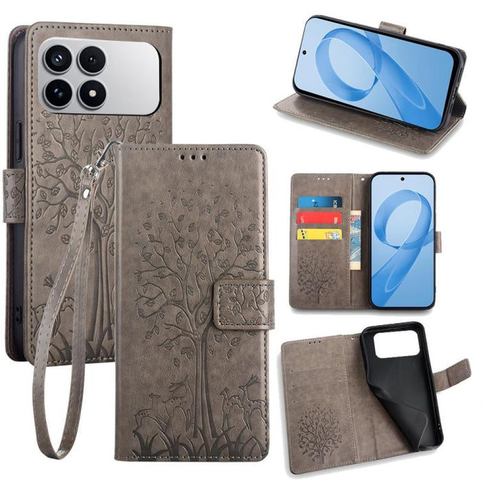 Funda de teléfono de cuero con relieve de árbol y ciervo, For Redmi A7 Pro 171mm / Poco C85x 5G, For Redmi Turbo 5 Max 5G / Poco X8 Pro Max 5G, For Redmi Turbo 5 5G / Poco X8 Pro 5G, For Redmi K90 Pro Max / Poco F8 Ultra, For Redmi Note 15 Pro 4G 163.3...