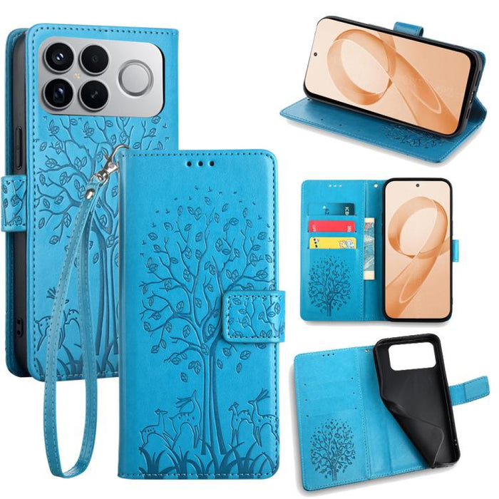 Funda de teléfono de cuero con relieve de árbol y ciervo, For Redmi A7 Pro 171mm / Poco C85x 5G, For Redmi Turbo 5 Max 5G / Poco X8 Pro Max 5G, For Redmi Turbo 5 5G / Poco X8 Pro 5G, For Redmi K90 Pro Max / Poco F8 Ultra, For Redmi Note 15 Pro 4G 163.3...