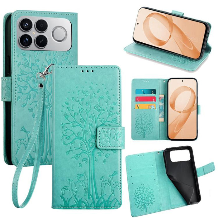 Funda de teléfono de cuero con relieve de árbol y ciervo, For Redmi A7 Pro 171mm / Poco C85x 5G, For Redmi Turbo 5 Max 5G / Poco X8 Pro Max 5G, For Redmi Turbo 5 5G / Poco X8 Pro 5G, For Redmi K90 Pro Max / Poco F8 Ultra, For Redmi Note 15 Pro 4G 163.3...