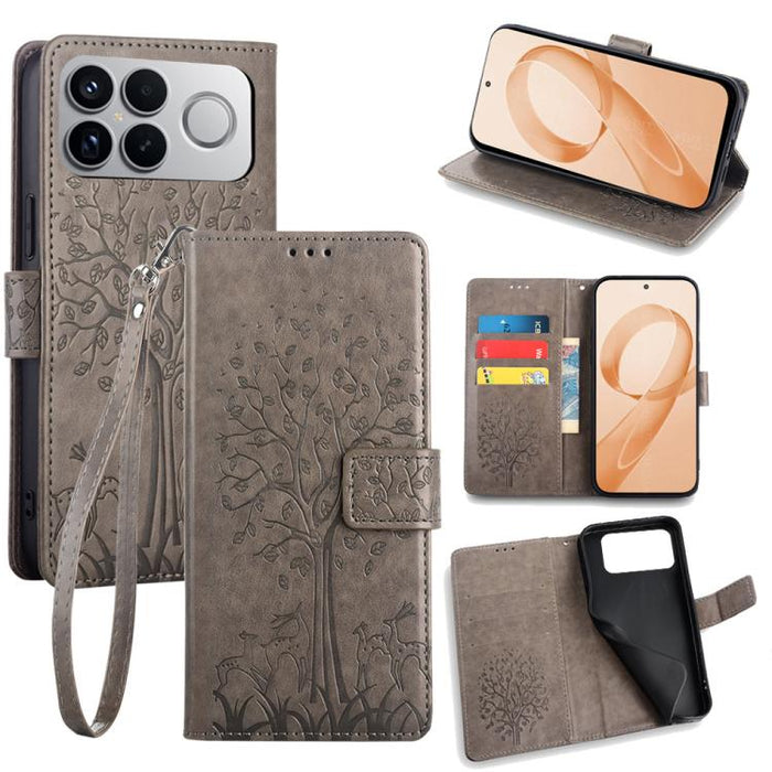 Funda de teléfono de cuero con relieve de árbol y ciervo, For Redmi A7 Pro 171mm / Poco C85x 5G, For Redmi Turbo 5 Max 5G / Poco X8 Pro Max 5G, For Redmi Turbo 5 5G / Poco X8 Pro 5G, For Redmi K90 Pro Max / Poco F8 Ultra, For Redmi Note 15 Pro 4G 163.3...