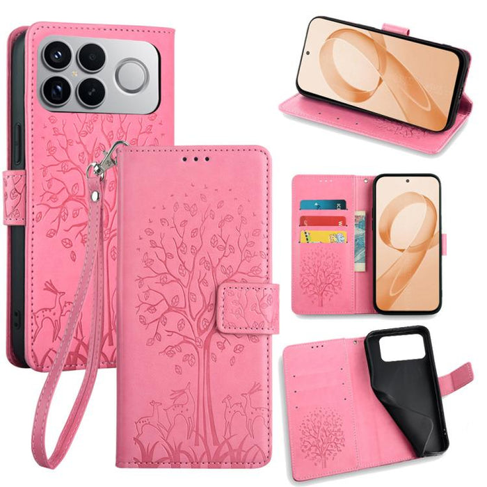 Funda de teléfono de cuero con relieve de árbol y ciervo, For Redmi A7 Pro 171mm / Poco C85x 5G, For Redmi Turbo 5 Max 5G / Poco X8 Pro Max 5G, For Redmi Turbo 5 5G / Poco X8 Pro 5G, For Redmi K90 Pro Max / Poco F8 Ultra, For Redmi Note 15 Pro 4G 163.3...
