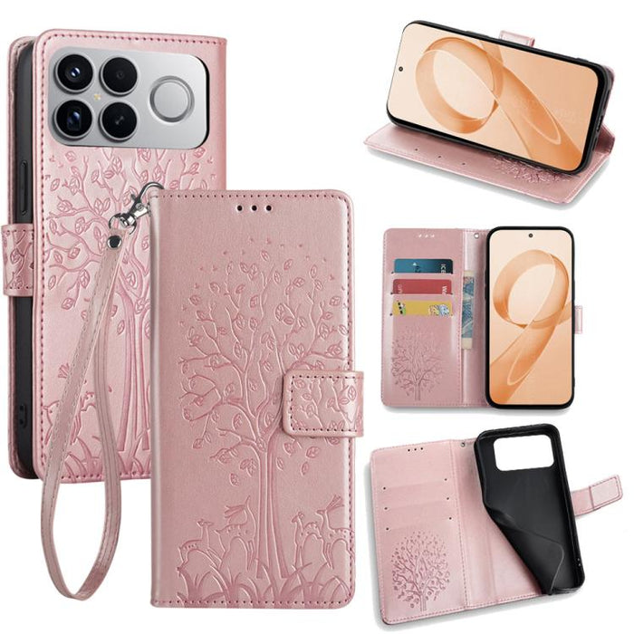 Funda de teléfono de cuero con relieve de árbol y ciervo, For Redmi A7 Pro 171mm / Poco C85x 5G, For Redmi Turbo 5 Max 5G / Poco X8 Pro Max 5G, For Redmi Turbo 5 5G / Poco X8 Pro 5G, For Redmi K90 Pro Max / Poco F8 Ultra, For Redmi Note 15 Pro 4G 163.3...