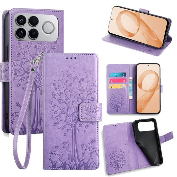 Funda de teléfono de cuero con relieve de árbol y ciervo, For Redmi A7 Pro 171mm / Poco C85x 5G, For Redmi Turbo 5 Max 5G / Poco X8 Pro Max 5G, For Redmi Turbo 5 5G / Poco X8 Pro 5G, For Redmi K90 Pro Max / Poco F8 Ultra, For Redmi Note 15 Pro 4G 163.3...