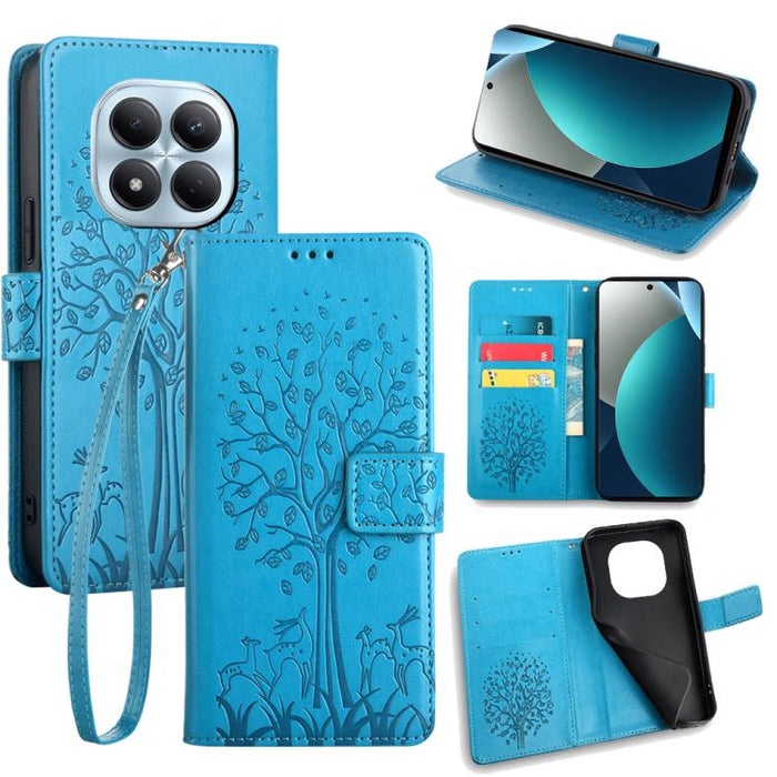 Funda de teléfono de cuero con relieve de árbol y ciervo, For Redmi A7 Pro 171mm / Poco C85x 5G, For Redmi Turbo 5 Max 5G / Poco X8 Pro Max 5G, For Redmi Turbo 5 5G / Poco X8 Pro 5G, For Redmi K90 Pro Max / Poco F8 Ultra, For Redmi Note 15 Pro 4G 163.3...