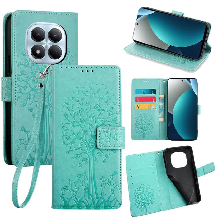 Funda de teléfono de cuero con relieve de árbol y ciervo, For Redmi A7 Pro 171mm / Poco C85x 5G, For Redmi Turbo 5 Max 5G / Poco X8 Pro Max 5G, For Redmi Turbo 5 5G / Poco X8 Pro 5G, For Redmi K90 Pro Max / Poco F8 Ultra, For Redmi Note 15 Pro 4G 163.3...