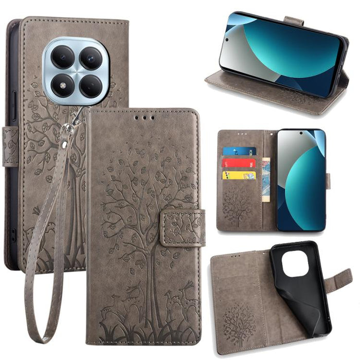 Funda de teléfono de cuero con relieve de árbol y ciervo, For Redmi A7 Pro 171mm / Poco C85x 5G, For Redmi Turbo 5 Max 5G / Poco X8 Pro Max 5G, For Redmi Turbo 5 5G / Poco X8 Pro 5G, For Redmi K90 Pro Max / Poco F8 Ultra, For Redmi Note 15 Pro 4G 163.3...