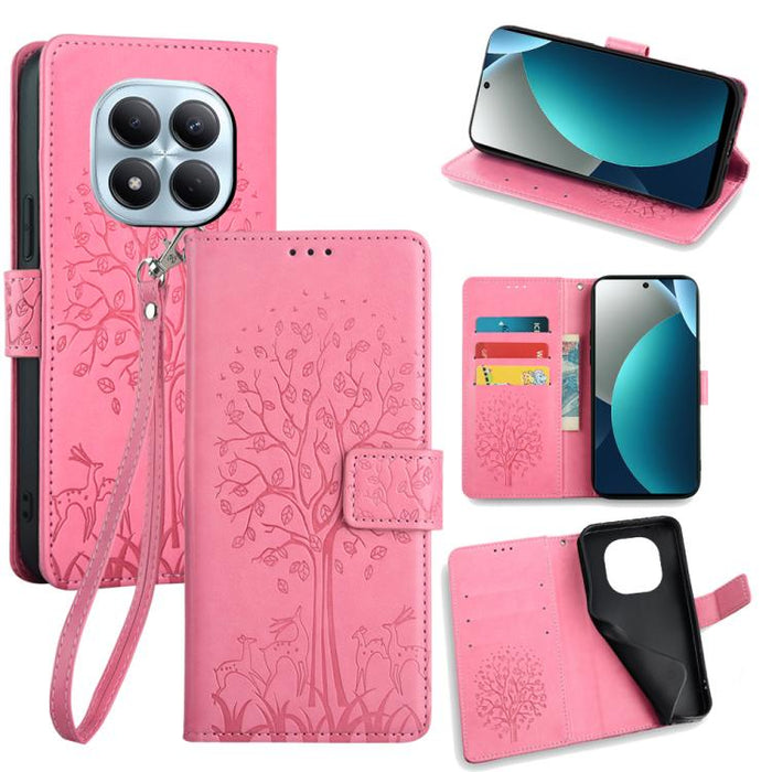 Funda de teléfono de cuero con relieve de árbol y ciervo, For Redmi A7 Pro 171mm / Poco C85x 5G, For Redmi Turbo 5 Max 5G / Poco X8 Pro Max 5G, For Redmi Turbo 5 5G / Poco X8 Pro 5G, For Redmi K90 Pro Max / Poco F8 Ultra, For Redmi Note 15 Pro 4G 163.3...