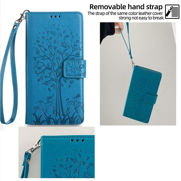 Funda de teléfono de cuero con relieve de árbol y ciervo, For Redmi A7 Pro 171mm / Poco C85x 5G, For Redmi Turbo 5 Max 5G / Poco X8 Pro Max 5G, For Redmi Turbo 5 5G / Poco X8 Pro 5G, For Redmi K90 Pro Max / Poco F8 Ultra, For Redmi Note 15 Pro 4G 163.3...