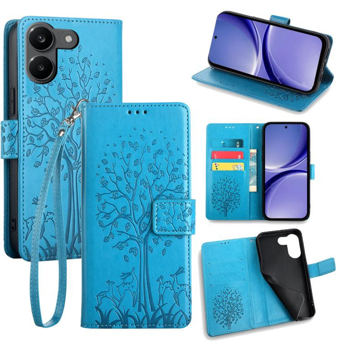 Funda de teléfono de cuero con relieve de árbol y ciervo, For Redmi A7 Pro 171mm / Poco C85x 5G, For Redmi Turbo 5 Max 5G / Poco X8 Pro Max 5G, For Redmi Turbo 5 5G / Poco X8 Pro 5G, For Redmi K90 Pro Max / Poco F8 Ultra, For Redmi Note 15 Pro 4G 163.3...
