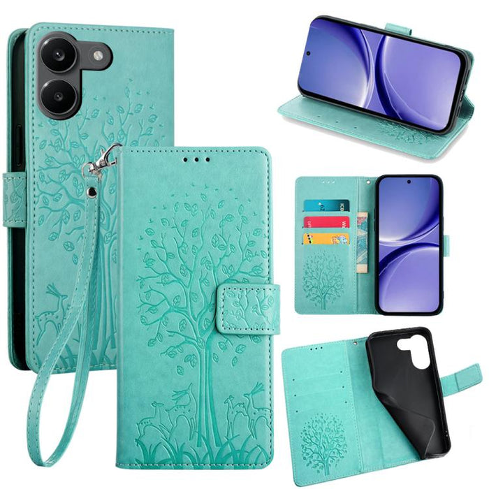 Funda de teléfono de cuero con relieve de árbol y ciervo, For Redmi A7 Pro 171mm / Poco C85x 5G, For Redmi Turbo 5 Max 5G / Poco X8 Pro Max 5G, For Redmi Turbo 5 5G / Poco X8 Pro 5G, For Redmi K90 Pro Max / Poco F8 Ultra, For Redmi Note 15 Pro 4G 163.3...