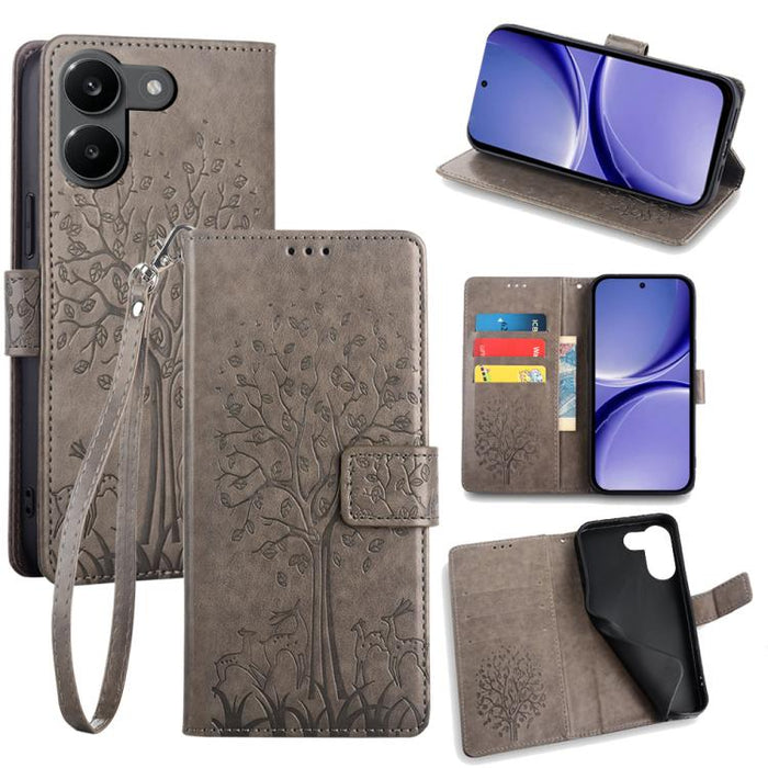 Funda de teléfono de cuero con relieve de árbol y ciervo, For Redmi A7 Pro 171mm / Poco C85x 5G, For Redmi Turbo 5 Max 5G / Poco X8 Pro Max 5G, For Redmi Turbo 5 5G / Poco X8 Pro 5G, For Redmi K90 Pro Max / Poco F8 Ultra, For Redmi Note 15 Pro 4G 163.3...