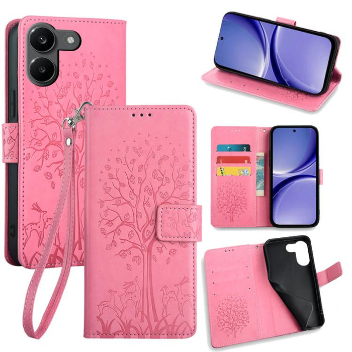Funda de teléfono de cuero con relieve de árbol y ciervo, For Redmi A7 Pro 171mm / Poco C85x 5G, For Redmi Turbo 5 Max 5G / Poco X8 Pro Max 5G, For Redmi Turbo 5 5G / Poco X8 Pro 5G, For Redmi K90 Pro Max / Poco F8 Ultra, For Redmi Note 15 Pro 4G 163.3...