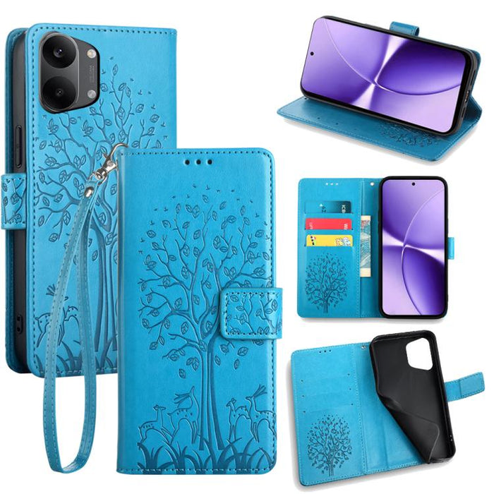Funda de teléfono de cuero con relieve de árbol y ciervo, For Redmi A7 Pro 171mm / Poco C85x 5G, For Redmi Turbo 5 Max 5G / Poco X8 Pro Max 5G, For Redmi Turbo 5 5G / Poco X8 Pro 5G, For Redmi K90 Pro Max / Poco F8 Ultra, For Redmi Note 15 Pro 4G 163.3...