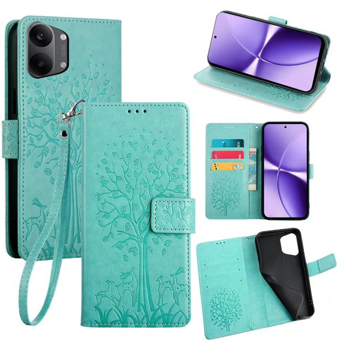 Funda de teléfono de cuero con relieve de árbol y ciervo, For Redmi A7 Pro 171mm / Poco C85x 5G, For Redmi Turbo 5 Max 5G / Poco X8 Pro Max 5G, For Redmi Turbo 5 5G / Poco X8 Pro 5G, For Redmi K90 Pro Max / Poco F8 Ultra, For Redmi Note 15 Pro 4G 163.3...