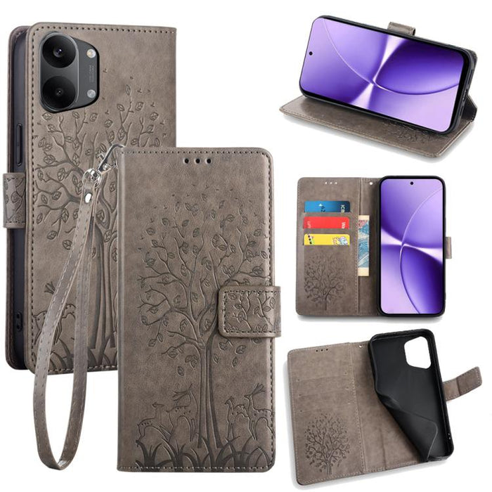 Funda de teléfono de cuero con relieve de árbol y ciervo, For Redmi A7 Pro 171mm / Poco C85x 5G, For Redmi Turbo 5 Max 5G / Poco X8 Pro Max 5G, For Redmi Turbo 5 5G / Poco X8 Pro 5G, For Redmi K90 Pro Max / Poco F8 Ultra, For Redmi Note 15 Pro 4G 163.3...