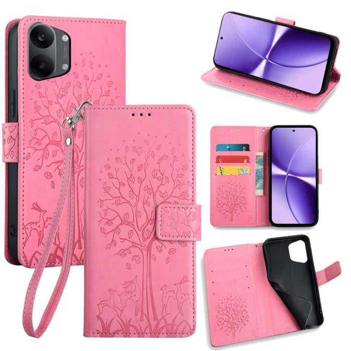 Funda de teléfono de cuero con relieve de árbol y ciervo, For Redmi A7 Pro 171mm / Poco C85x 5G, For Redmi Turbo 5 Max 5G / Poco X8 Pro Max 5G, For Redmi Turbo 5 5G / Poco X8 Pro 5G, For Redmi K90 Pro Max / Poco F8 Ultra, For Redmi Note 15 Pro 4G 163.3...