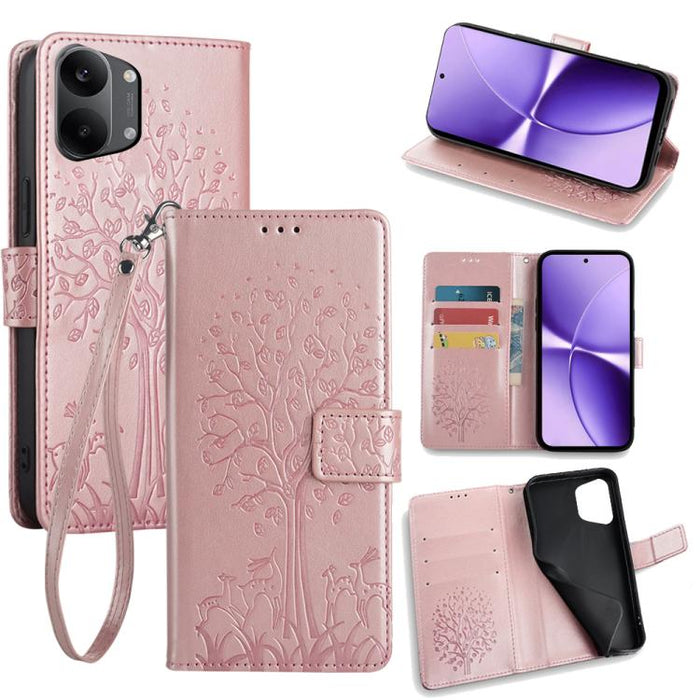 Funda de teléfono de cuero con relieve de árbol y ciervo, For Redmi A7 Pro 171mm / Poco C85x 5G, For Redmi Turbo 5 Max 5G / Poco X8 Pro Max 5G, For Redmi Turbo 5 5G / Poco X8 Pro 5G, For Redmi K90 Pro Max / Poco F8 Ultra, For Redmi Note 15 Pro 4G 163.3...