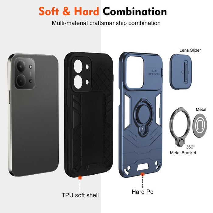 Funda para teléfono Camshield con soporte de anillo, For Redmi 15C 5G / 4G Global 171mm / Poco C85 4G, For Xiaomi 15T Pro 5G, For Xiaomi 15T 5G, For Xiaomi Poco C71 / Redmi A5 4G 171.7mm, For Xiaomi Poco X7 Pro