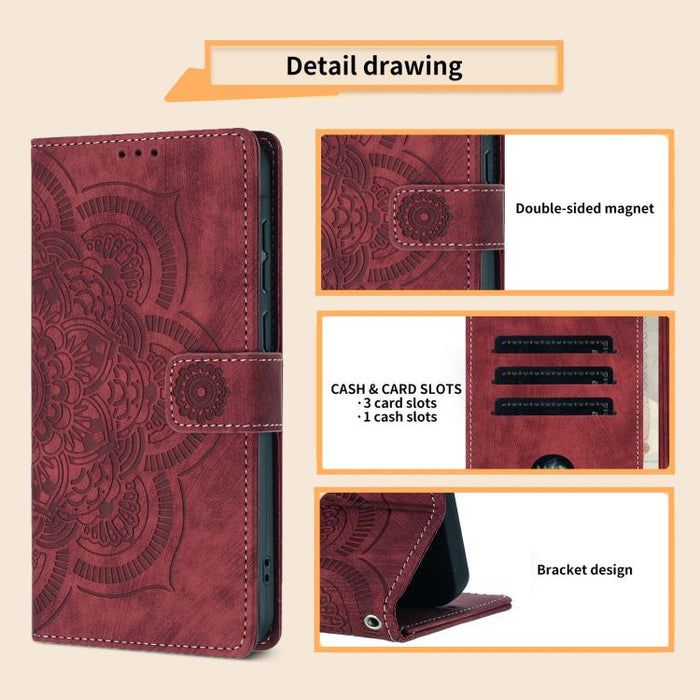 Funda para teléfono de cuero esmerilado retro con relieve de mandala, For Redmi Note 11S / 12S, For Redmi Note 12 4G, For Redmi Note 11 Pro 4G / 5G
