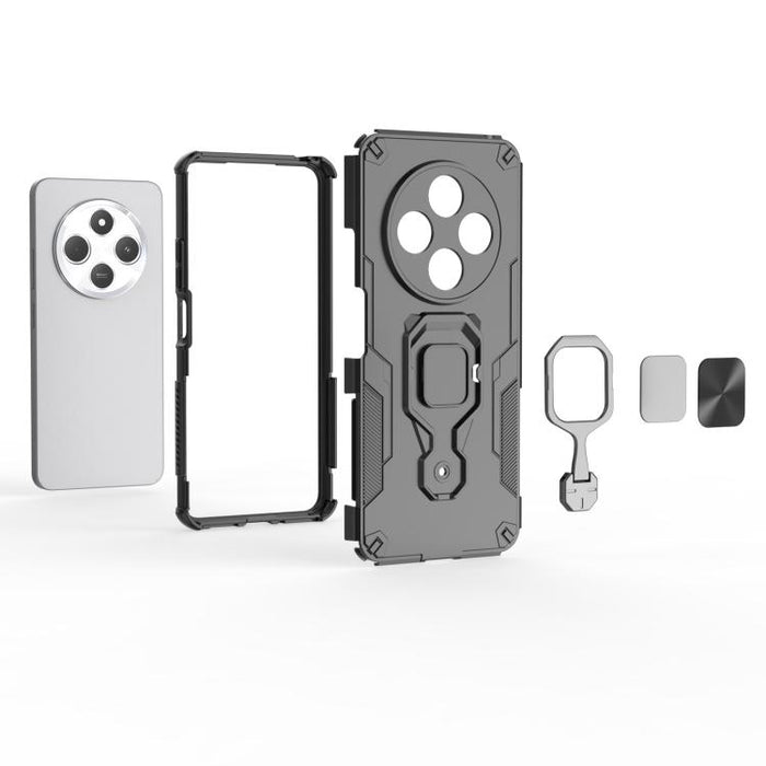 Funda híbrida de TPU y PC con soporte metálico para teléfono, For Redmi 14C 4G