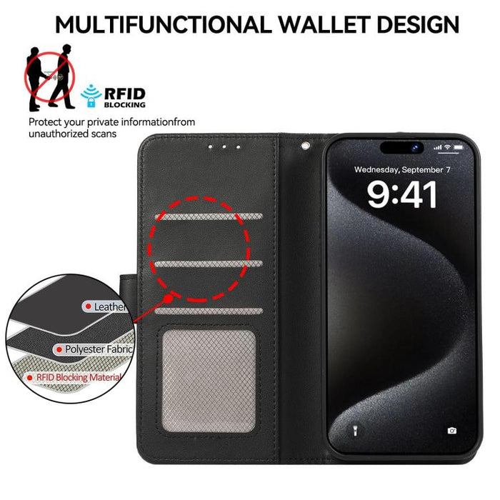 Funda para teléfono de cuero con protección RFID y textura delicada de ABEEL, For Redmi Turbo 4 Pro