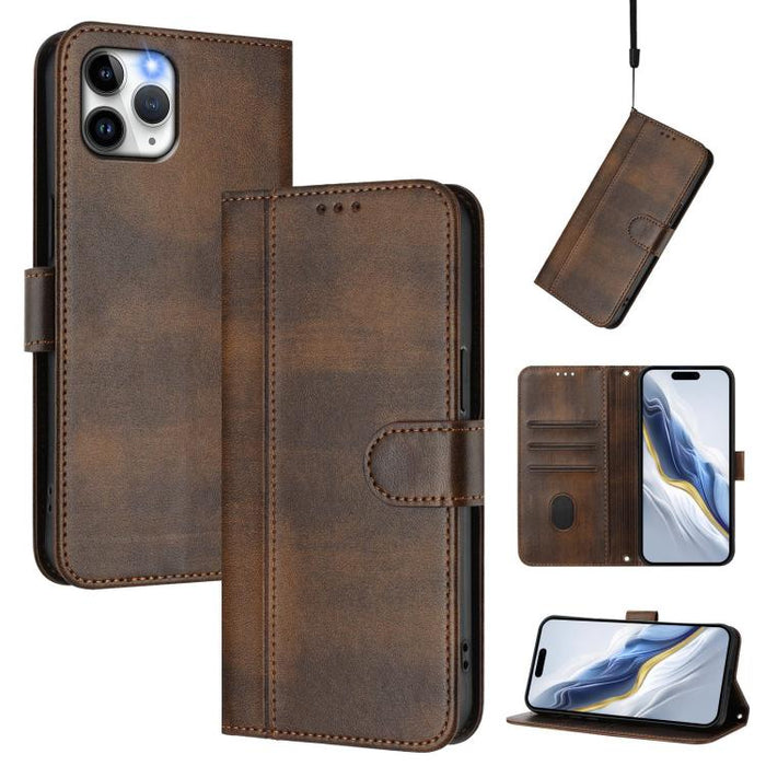 Line Splicing Buckle Retro Leather Phone Case, For iPhone 11 Pro Max, For iPhone 11, For iPhone 11 Pro, For iPhone X / XS, For iPhone XR, For iPhone XS Max, For iPhone 7 Plus / 8 Plus