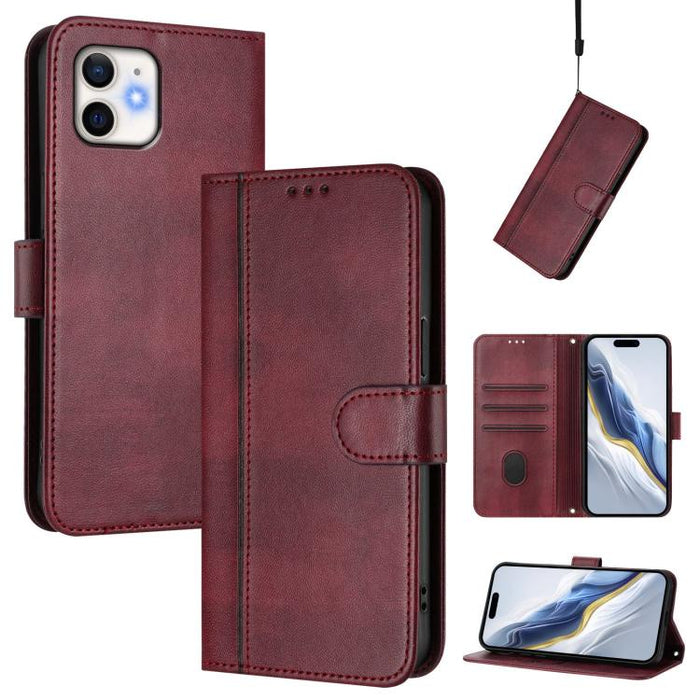 Line Splicing Buckle Retro Leather Phone Case, For iPhone 11 Pro Max, For iPhone 11, For iPhone 11 Pro, For iPhone X / XS, For iPhone XR, For iPhone XS Max, For iPhone 7 Plus / 8 Plus