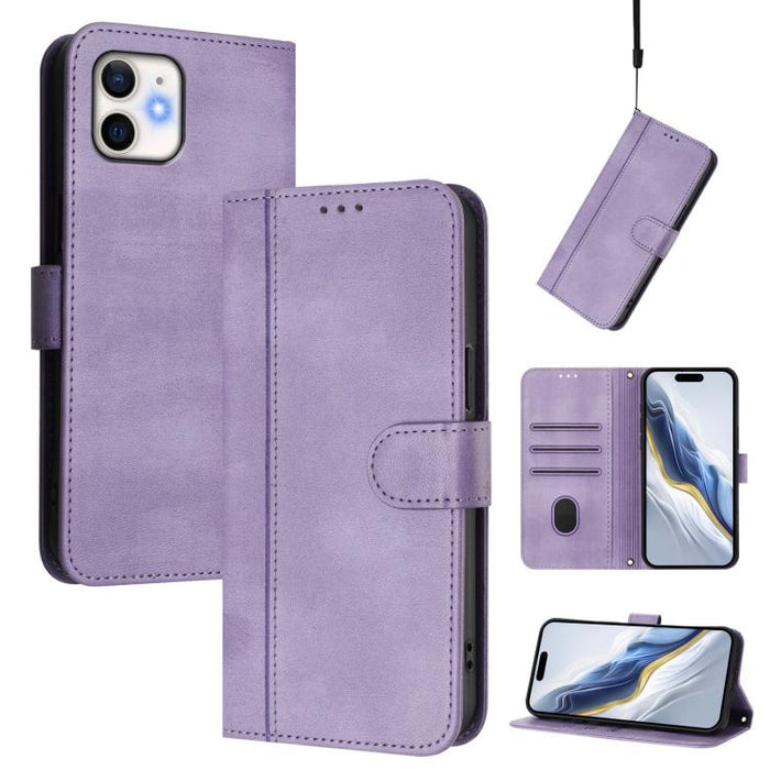 Line Splicing Buckle Retro Leather Phone Case, For iPhone 11 Pro Max, For iPhone 11, For iPhone 11 Pro, For iPhone X / XS, For iPhone XR, For iPhone XS Max, For iPhone 7 Plus / 8 Plus