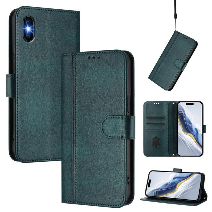Line Splicing Buckle Retro Leather Phone Case, For iPhone 11 Pro Max, For iPhone 11, For iPhone 11 Pro, For iPhone X / XS, For iPhone XR, For iPhone XS Max, For iPhone 7 Plus / 8 Plus