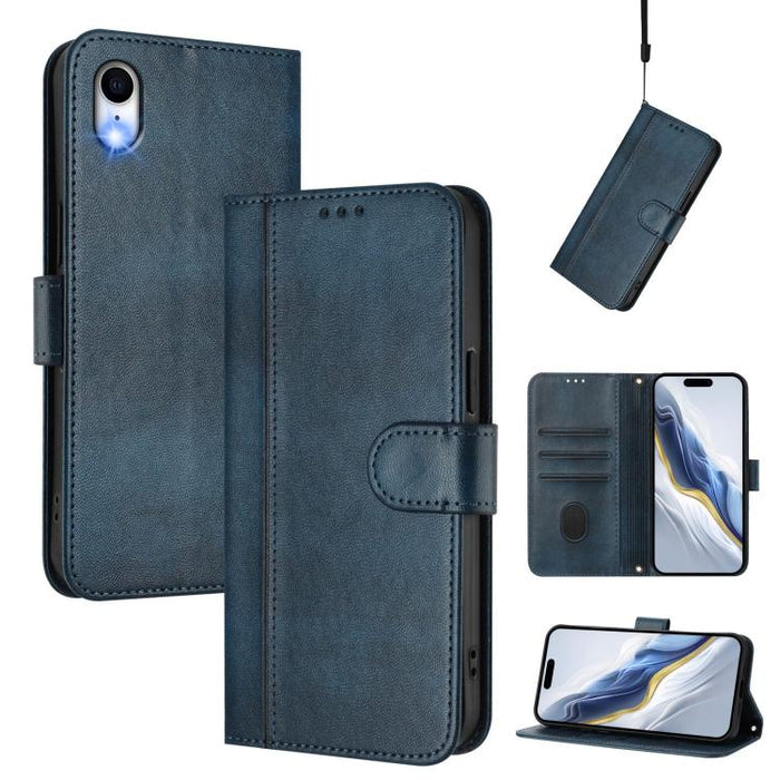 Line Splicing Buckle Retro Leather Phone Case, For iPhone 11 Pro Max, For iPhone 11, For iPhone 11 Pro, For iPhone X / XS, For iPhone XR, For iPhone XS Max, For iPhone 7 Plus / 8 Plus