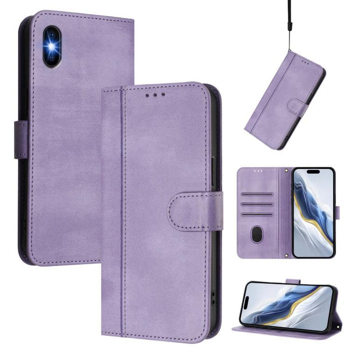 Line Splicing Buckle Retro Leather Phone Case, For iPhone 11 Pro Max, For iPhone 11, For iPhone 11 Pro, For iPhone X / XS, For iPhone XR, For iPhone XS Max, For iPhone 7 Plus / 8 Plus