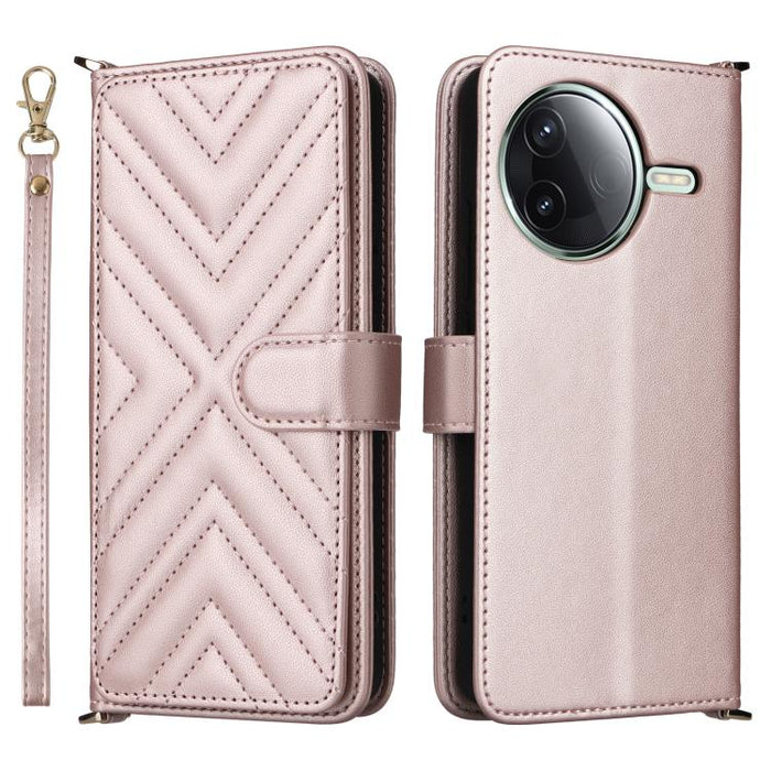 Funda multifuncional de piel para teléfono con 6 ranuras para tarjetas y correa para la muñeca., For Redmi A7 Pro 171mm / Poco C85x 5G, For Redmi Turbo 5 Max / Poco X8 Pro Max, For Redmi Turbo 5 5G / Poco X8 Pro 5G                                      ...