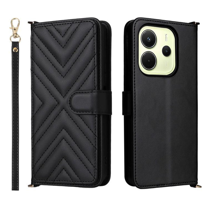Funda multifuncional de piel para teléfono con 6 ranuras para tarjetas y correa para la muñeca., For Redmi A7 Pro 171mm / Poco C85x 5G, For Redmi Turbo 5 Max / Poco X8 Pro Max, For Redmi Turbo 5 5G / Poco X8 Pro 5G                                      ...