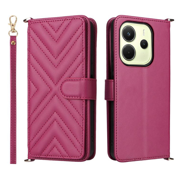 Funda multifuncional de piel para teléfono con 6 ranuras para tarjetas y correa para la muñeca., For Redmi A7 Pro 171mm / Poco C85x 5G, For Redmi Turbo 5 Max / Poco X8 Pro Max, For Redmi Turbo 5 5G / Poco X8 Pro 5G                                      ...