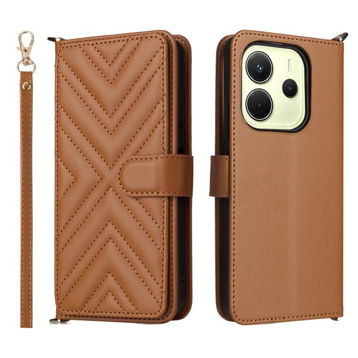 Funda multifuncional de piel para teléfono con 6 ranuras para tarjetas y correa para la muñeca., For Redmi A7 Pro 171mm / Poco C85x 5G, For Redmi Turbo 5 Max / Poco X8 Pro Max, For Redmi Turbo 5 5G / Poco X8 Pro 5G                                      ...