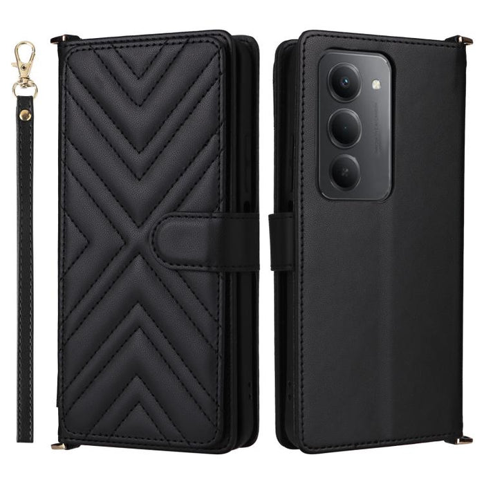 Funda multifuncional de piel para teléfono con 6 ranuras para tarjetas y correa para la muñeca., For Redmi A7 Pro 171mm / Poco C85x 5G, For Redmi Turbo 5 Max / Poco X8 Pro Max, For Redmi Turbo 5 5G / Poco X8 Pro 5G                                      ...