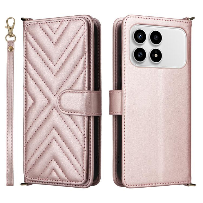 Funda multifuncional de piel para teléfono con 6 ranuras para tarjetas y correa para la muñeca., For Redmi A7 Pro 171mm / Poco C85x 5G, For Redmi Turbo 5 Max / Poco X8 Pro Max, For Redmi Turbo 5 5G / Poco X8 Pro 5G                                      ...