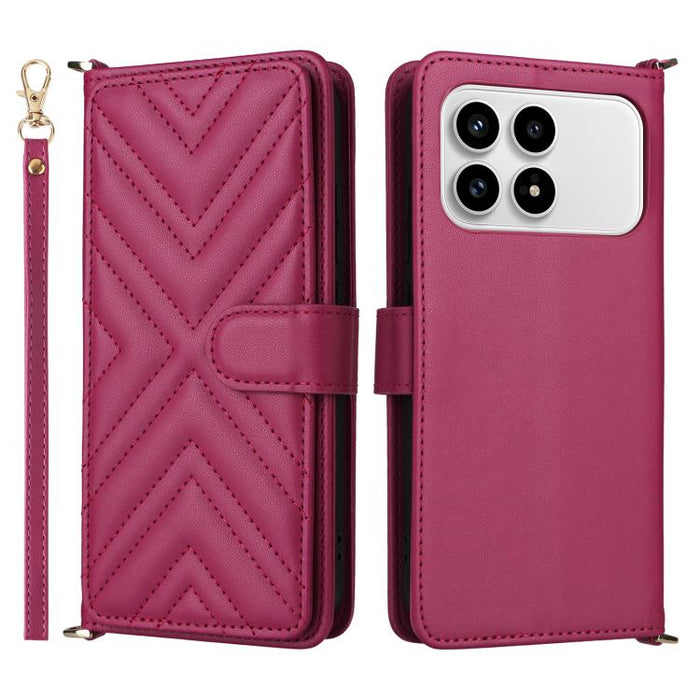 Funda multifuncional de piel para teléfono con 6 ranuras para tarjetas y correa para la muñeca., For Redmi A7 Pro 171mm / Poco C85x 5G, For Redmi Turbo 5 Max / Poco X8 Pro Max, For Redmi Turbo 5 5G / Poco X8 Pro 5G                                      ...
