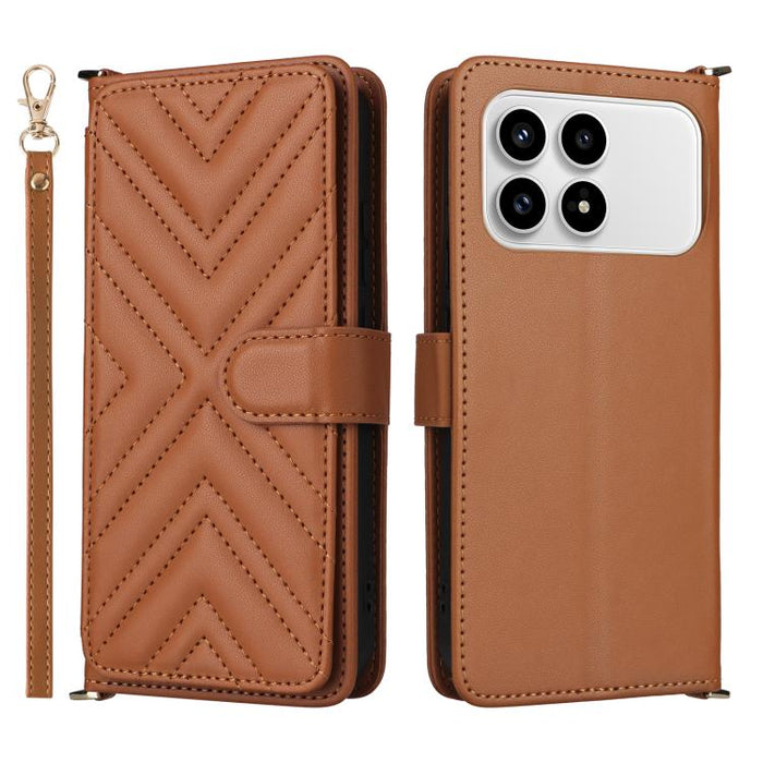 Funda multifuncional de piel para teléfono con 6 ranuras para tarjetas y correa para la muñeca., For Redmi A7 Pro 171mm / Poco C85x 5G, For Redmi Turbo 5 Max / Poco X8 Pro Max, For Redmi Turbo 5 5G / Poco X8 Pro 5G                                      ...