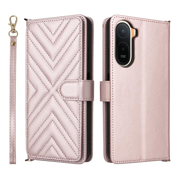 Funda multifuncional de piel para teléfono con 6 ranuras para tarjetas y correa para la muñeca., For Redmi A7 Pro 171mm / Poco C85x 5G, For Redmi Turbo 5 Max / Poco X8 Pro Max, For Redmi Turbo 5 5G / Poco X8 Pro 5G                                      ...