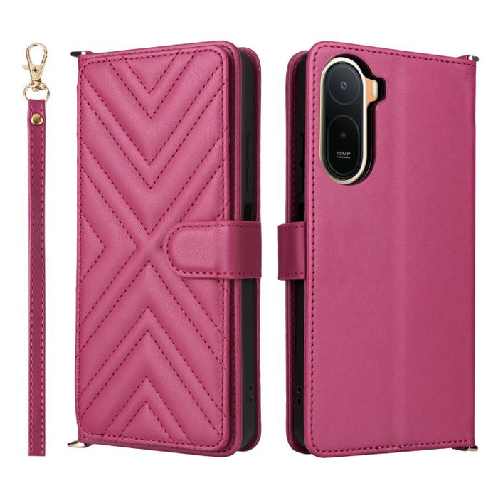 Funda multifuncional de piel para teléfono con 6 ranuras para tarjetas y correa para la muñeca., For Redmi A7 Pro 171mm / Poco C85x 5G, For Redmi Turbo 5 Max / Poco X8 Pro Max, For Redmi Turbo 5 5G / Poco X8 Pro 5G                                      ...
