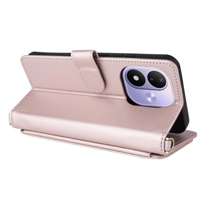 Funda multifuncional de piel para teléfono con 6 ranuras para tarjetas y correa para la muñeca., For Redmi A7 Pro 171mm / Poco C85x 5G, For Redmi Turbo 5 Max / Poco X8 Pro Max, For Redmi Turbo 5 5G / Poco X8 Pro 5G                                      ...