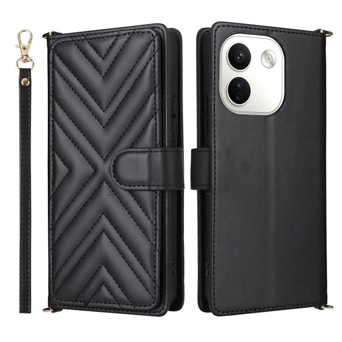 Funda multifuncional de piel para teléfono con 6 ranuras para tarjetas y correa para la muñeca., For Redmi A7 Pro 171mm / Poco C85x 5G, For Redmi Turbo 5 Max / Poco X8 Pro Max, For Redmi Turbo 5 5G / Poco X8 Pro 5G                                      ...