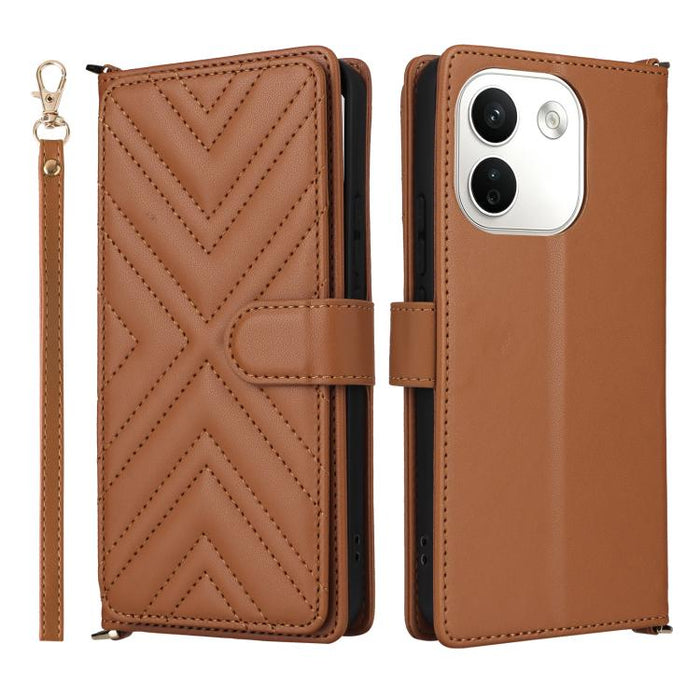 Funda multifuncional de piel para teléfono con 6 ranuras para tarjetas y correa para la muñeca., For Redmi A7 Pro 171mm / Poco C85x 5G, For Redmi Turbo 5 Max / Poco X8 Pro Max, For Redmi Turbo 5 5G / Poco X8 Pro 5G                                      ...