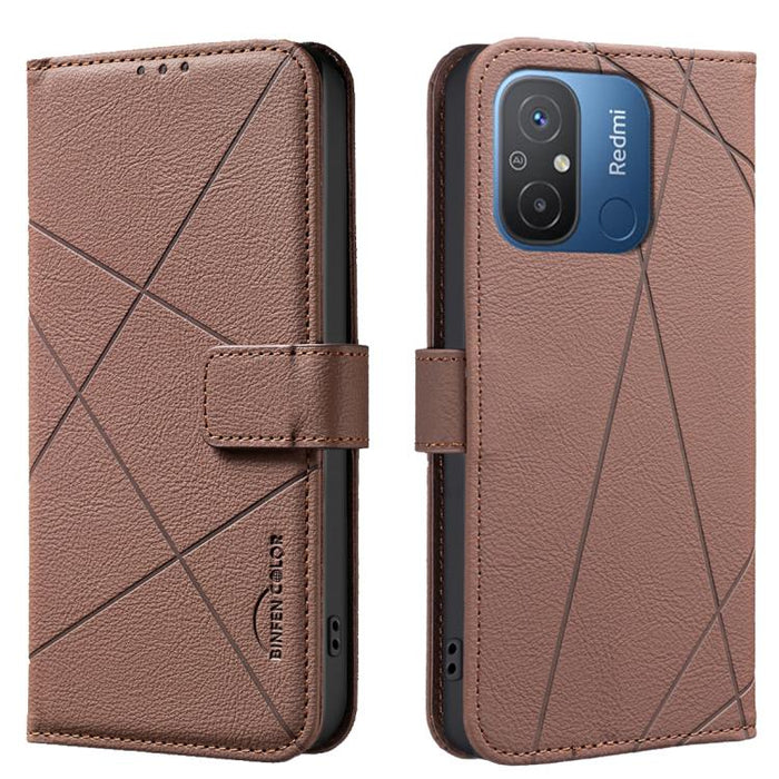 Funda de cuero para teléfono con estampado geométrico y protección RFID, For Redmi 12C, For Redmi Note 12 Pro+ Global, For Redmi Note 12 Pro 5G Global, For Redmi Note 12 5G Global, For Redmi Note 11 Pro / 11 Pro 5G Global, For Redmi 10 2022 / Note 11 4...
