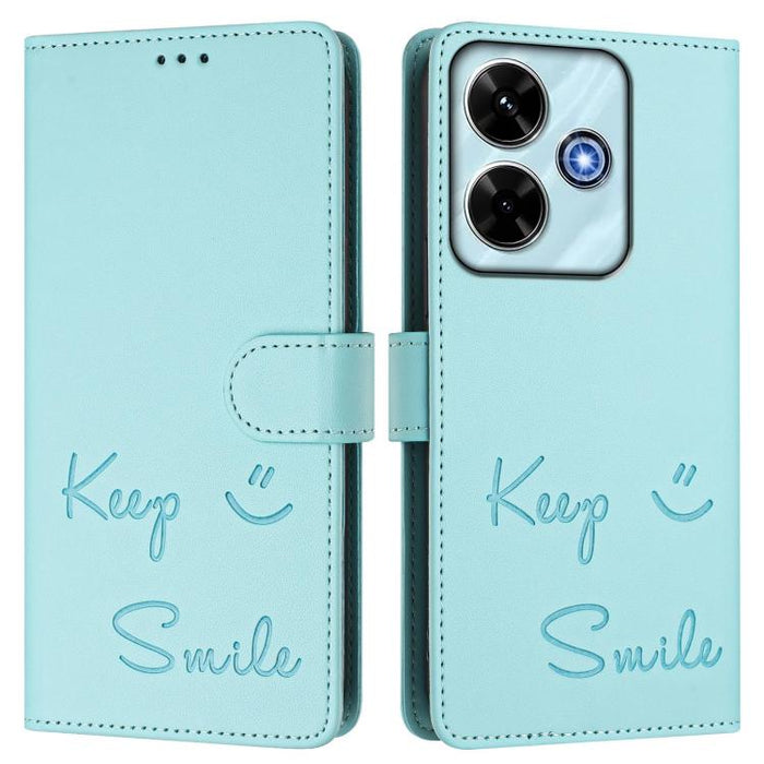 Funda de cuero RFID con relieve de sonrisa para teléfono, For Xiaomi Poco M6 Plus / Redmi 13x 4G, For Xiaomi Poco C71 / Redmi A5 4G 171.7mm, For Xiaomi Poco F7 Pro / F7 Ultra