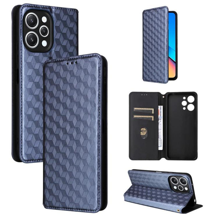 Funda de cuero plegable con textura de cuadrícula cúbica para teléfono, For Redmi Note 13 Pro 5G, For Redmi K70 / K70 Pro, For Redmi 12 4G, For Redmi Note 12S 4G Global, For Redmi Note 12 4G Global, For Redmi Note 12 Turbo 5G                           ...