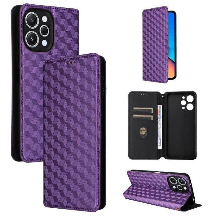 Funda de cuero plegable con textura de cuadrícula cúbica para teléfono, For Redmi Note 13 Pro 5G, For Redmi K70 / K70 Pro, For Redmi 12 4G, For Redmi Note 12S 4G Global, For Redmi Note 12 4G Global, For Redmi Note 12 Turbo 5G                           ...